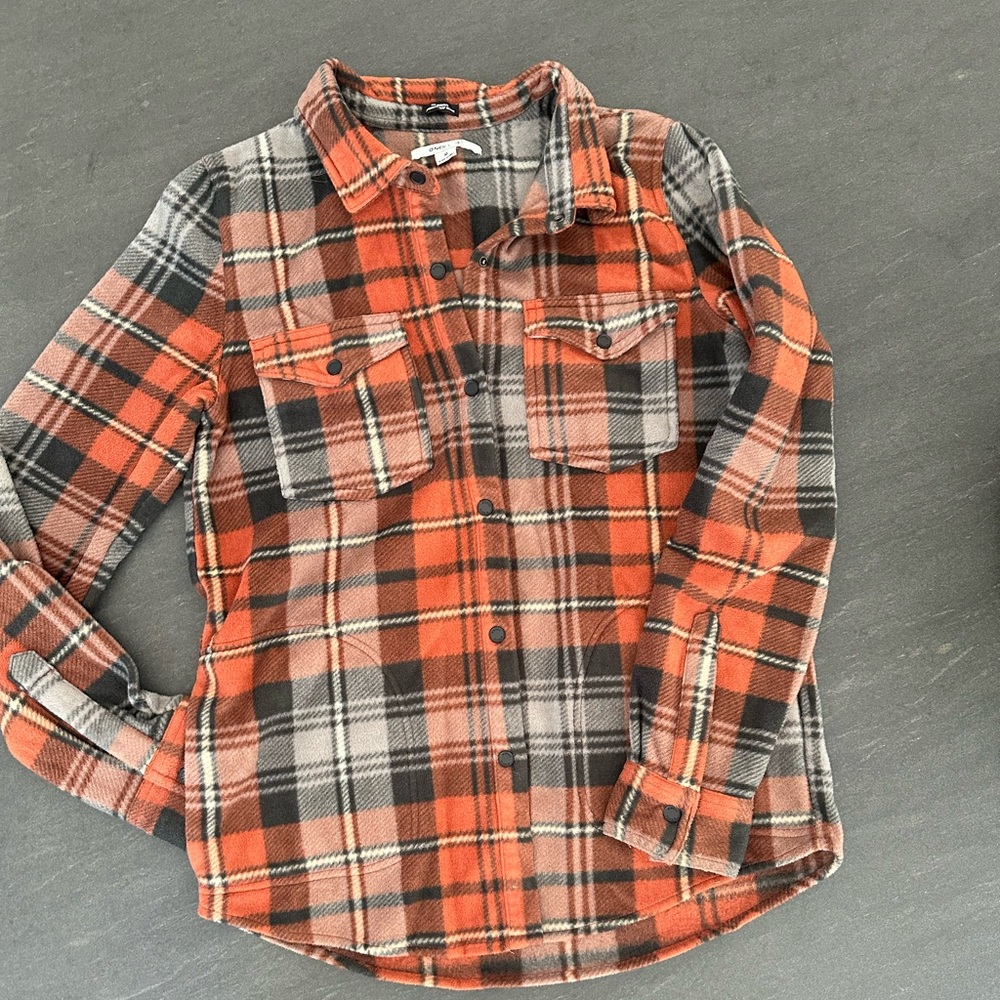 O'Neill Red and Gray Button Down Shirt Classic Plaid